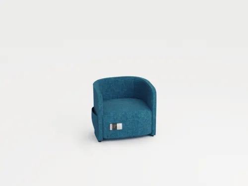 fauteuil,1-zits,stof blauw,HxBxD 760x860x760mm,stekkerdoos,2xUSB
