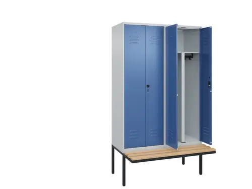 PBM-locker met bank,HxBxD 2120x1200x815mm,4vak,vak B 300mm,cil.-slot