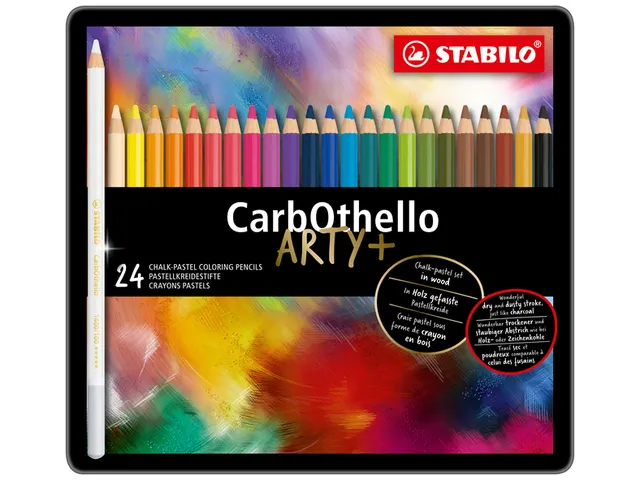Kleurpotloden STABILO CarbOthello kalkpastel assorti blik à 24 stuks