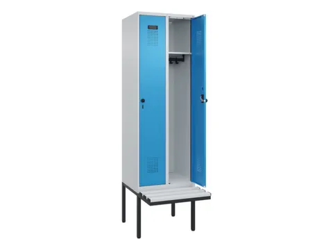 locker met bank,HxBxD 2120x600x815mm,2vak,vak B 300mm,draaigrendel