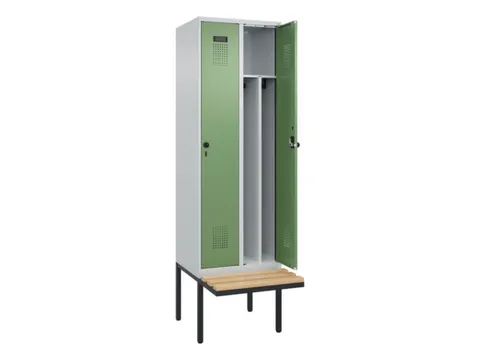 locker met bank,voor scheiding van kleding,HxBxD 2120x600x815mm,2vak