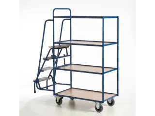 Orderverzamelwagen 990x590mm Totale H 1900mm 4 Etages Hout Ral5010 - 3