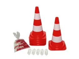 pylonenset,5kegels,H 500mm,PE,rood/wit,fluorescerend