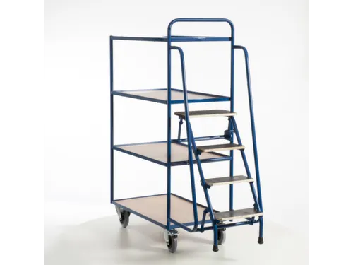 Orderverzamelwagen 990x590mm Totale H 1900mm 4 Etages Hout Ral5010