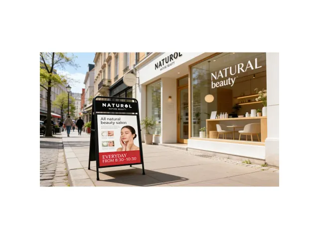 Chevalet de trottoir A-Board Elegant Acier avec panneau Logo 50x70cm N