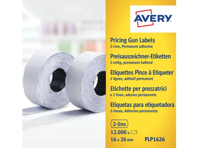 Prijsetiket Avery PLP1626 16mmx26mm permanent wit