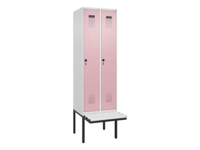 locker met bank,voor scheiding van kleding,HxBxD 2120x600x815mm,2vak