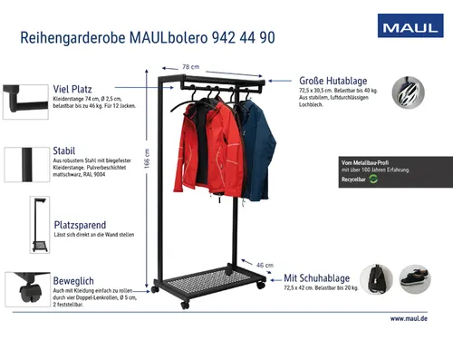 Garderoberek MAUL Bolero 166x78x46cm mobiel