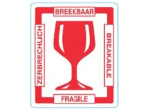 Waarschuwingsetiketten 97x79mm Breekbaar