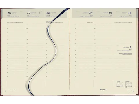 Agenda 2027 Brepols Timing Lima 7jours/2 pages bordeaux 6 langues