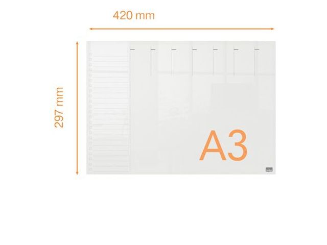 Mini tableau blanc agenda hebdomadaire Nobo A3 de bureau ou mural en  acrylique transparent
