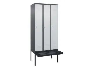 locker met bank,HxBxD 2120x900x815mm,3vak,vak B 300mm,cil.-slot - 1