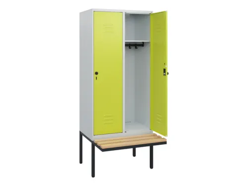 locker met bank,HxBxD 1950x800x815mm,2vak,vak B 400mm,draaigrendel