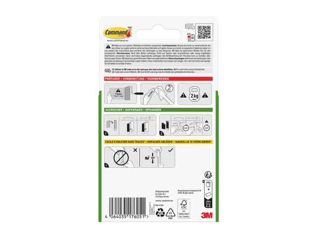 Haak Command metaal tbv oa schilderijlijsten incl bevestigingsstrip