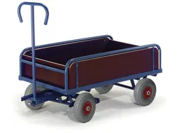 Handtrekwagen 400kg 1130x635mm Luchtbanden Ral5010 Houten Wanden