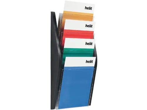 Folderhouder Helit wand 4x A4 zwart