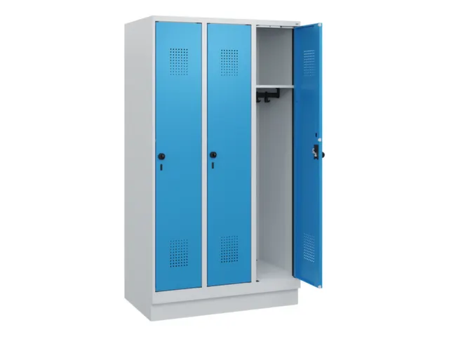 schoollocker,HxBxD 1630x900x500mm,3vak,vak B 300mm,draaigrendel,sokkel