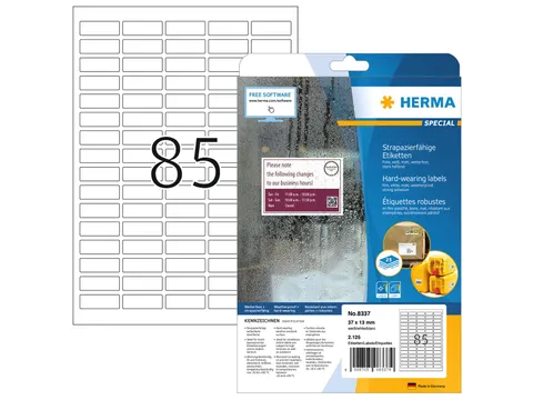 HERMA 8337 Slijtvaste etiketten A4 37x13mm Wit 2125 stuks