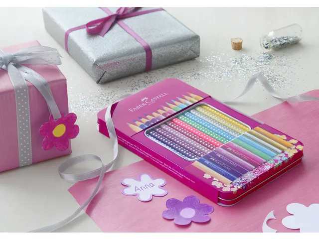 Crayons de couleur Faber Castell Sparkle dans une boîte métallique r
