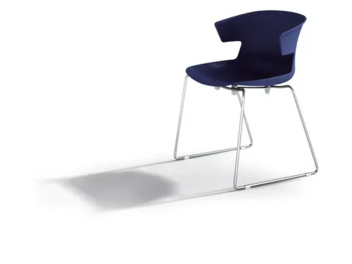 Bezoekersstoel Kunststof Kuip Blauw Sledepoten Aluminium