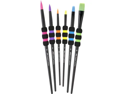 Penselen Faber-Castell Soft Touch zwart set 6 stuks