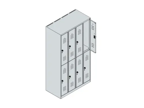 dubbeldekse locker,HxBxD 1850x1000x500mm,4x2vak.,vak B 250mm,cil.-slot