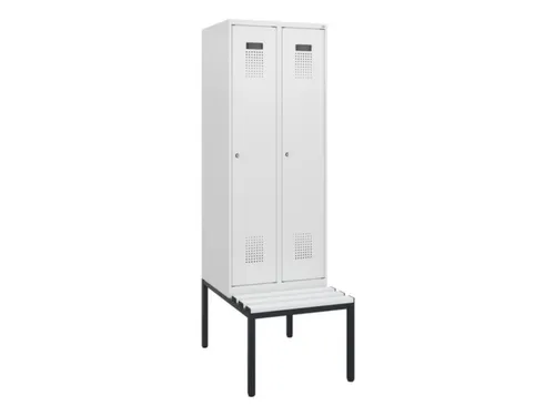 locker met bank,HxBxD 1950x600x815mm,2vak,vak B 300mm,cilinderslot