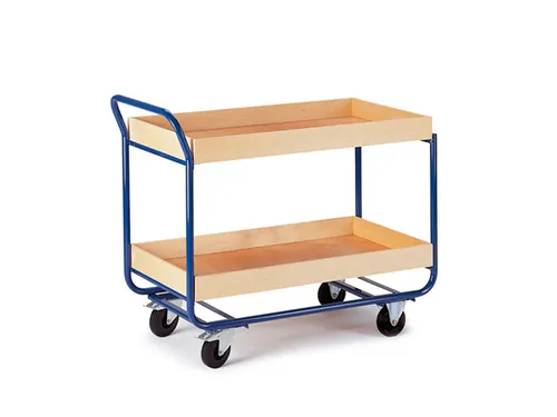 tafelwagen,draagverm. 150kg,2xhouten kist,laadvl. LxB 775x475mm