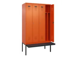 locker met bank,voor scheiding van kleding,HxBxD 2120x1200x815mm,4vak