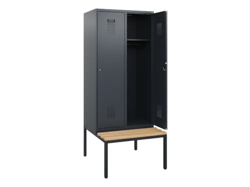 locker met bank,HxBxD 1950x800x815mm,2vak,vak B 400mm,cilinderslot
