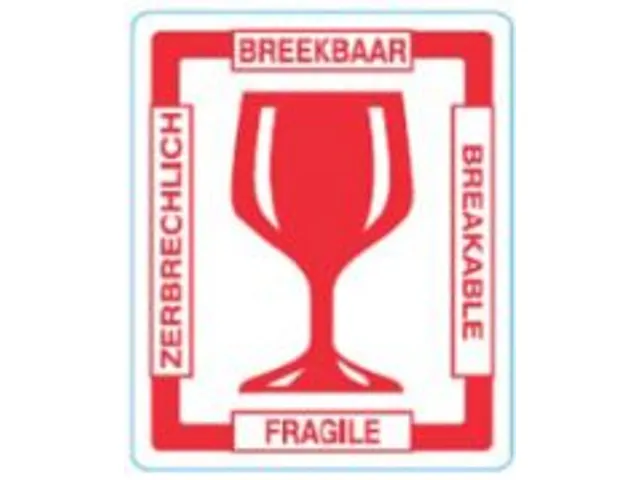 Waarschuwingsetiketten 97x79mm Breekbaar
