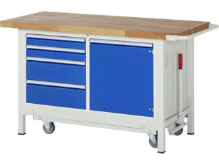 Werkbank H X B X D 880x 1500x 700mm Beukenhouten Werkblad 4 Laden Kast - 1
