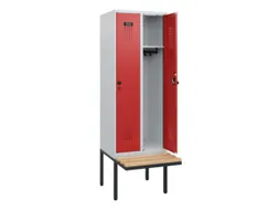 locker met bank,HxBxD 1950x600x815mm,2vak,vak B 300mm,draaigrendel