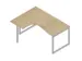 Bureau d’angle 730x1600x1200mm retour à gauche chêne/aluminium