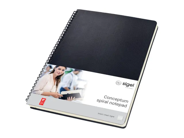 Bloc note Sigel Conceptum hardcover A4 spiralé noir quadrillé
