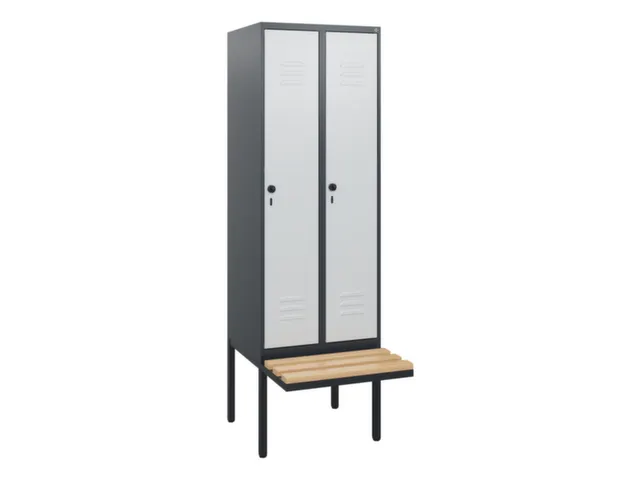 locker met bank,HxBxD 1950x600x815mm,2vak,vak B 300mm,draaigrendel