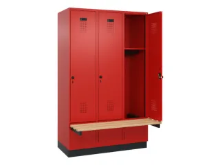 locker met bank,HxBxD 1950x1200x815mm,3vak,vak B 400mm,draaigrendel - 1