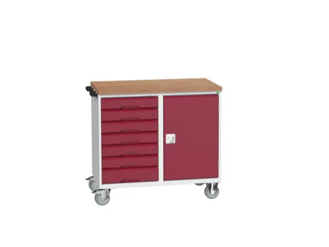 montagetafel 980x1050x600mm multiplexblad 7 laden kast front RAL3004