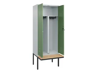PBM-locker met bank,HxBxD 2120x800x815mm,2vak,vak B 400mm,draaigrendel - 2