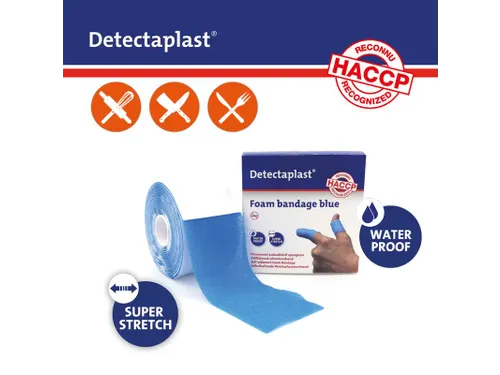 Detectaplast Zelfklevend schuimverband 6cm x 4,5mtr, blauw