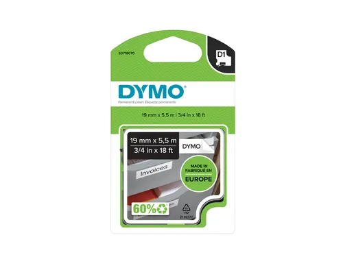Labeltape Dymo 16956 D1 S718070 19mmx5.5m poly zwart op wit