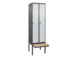 locker met bank,HxBxD 2120x600x815mm,2vak,vak B 300mm,draaigrendel