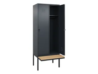 locker met bank,HxBxD 2120x800x815mm,2vak,vak B 400mm,draaigrendel - 2