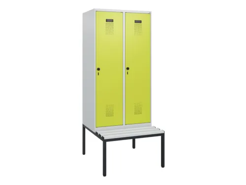 locker met bank,HxBxD 1950x800x815mm,2vak,vak B 400mm,draaigrendel