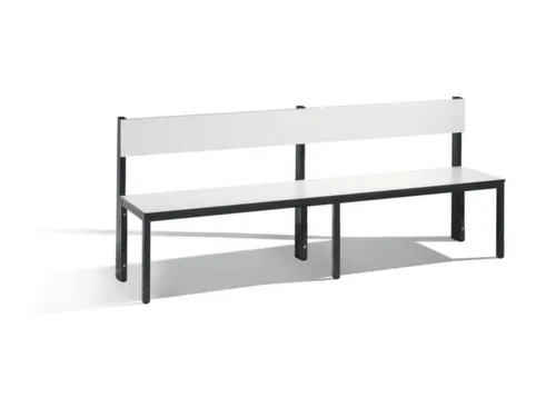 omkleedbank,HxLxD 796x2000x407mm,HPL wit,frame staal RAL7021,leuning