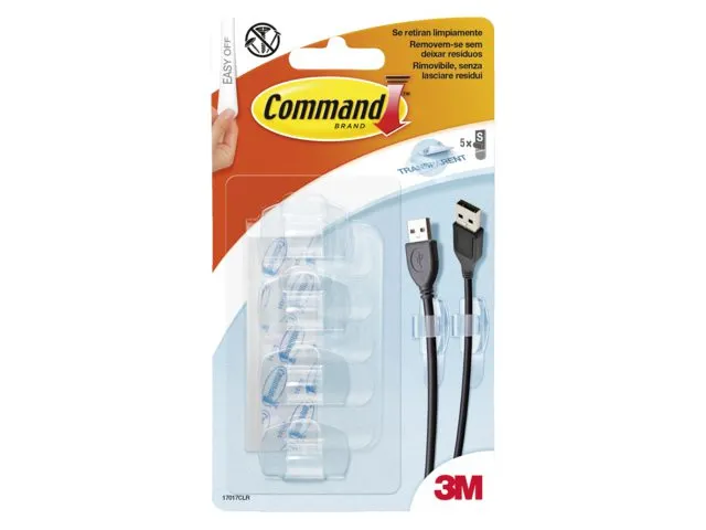 Kabelklem Command rond incl bevestigingsstrips transparant 4 stuks