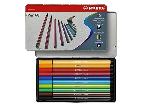 Viltstift STABILO Pen 68/10 Arty medium assorti blik à 10 stuks