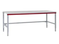 paktafel,HxBxD 690-960x2000x800mm,blad lichtgrijs,4voeten van staal