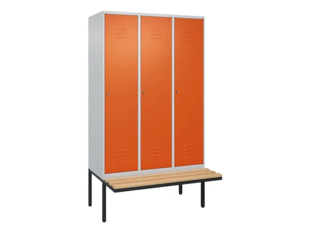 locker met bank,HxBxD 2120x1200x815mm,3vak,vak B 400mm,cil.-slot