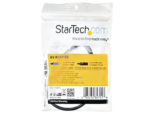 Slim Stereo Splitterkabel Y-adapter 3,5mm M naar 2x 3,5mm F